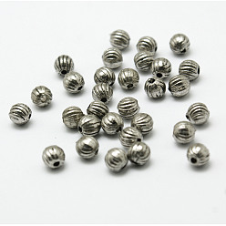 Antique Silver Tibetan Style Spacer Beads, Melon, Antique Silver, 5mm, Hole: 1mm
