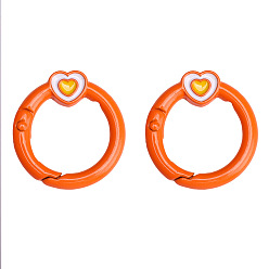 Темно-Оранжевый 2шт. сплав пружинных затворных колец, кольцо с сердцем, темно-оранжевый, 27 мм