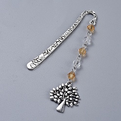 (932FM) Темно-синий аква-матовый с подкладкой Сплав закладки, со стеклянными бусинами, дерево, античное серебро, темно-золотистые, 101.5 мм