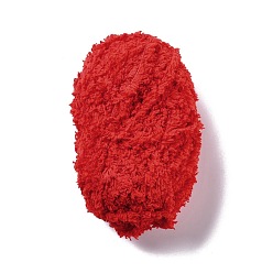 Red Soft Faux Fur Yarn, Twisted Cord, Hand-woven, for Baby Coat, Vest, Scarf, Hat, Red, 9~11x0.5mm, 38.28 yard(35m)/roll, 10rolls/bag