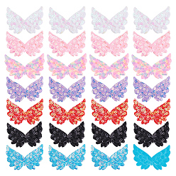 (52) Непрозрачная лаванда 105 шт 7 цвета аппликации из полиэстера с вышивкой в виде крыльев ангела, пришить заплатки к одежде с блестками, подходит для свадебного платья, разноцветные, 33x42x1 мм, 7 цветов, 15 шт / цвет, 105 шт