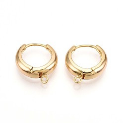 Настоящее золото 18K Латунная серьга-кольцо, без свинца, без никеля и без кадмия, реальный 18 k позолоченный, 18x16.5x6 мм, отверстие : 1.6 мм, штифты : 0.8 мм