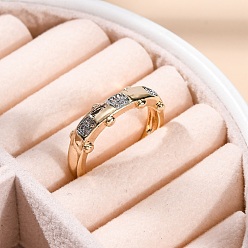 Настоящее золото 18K Кольца-манжеты с микропаве из латуни и прозрачными кубическими цирконами для женщин, без кадмия, без никеля и без свинца, прямоугольные, реальный 18 k позолоченный, 6 мм, внутренний диаметр: регулируемый