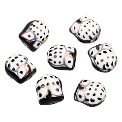 Синий Перламутровый ручной работы фарфора бусины, сова, синие, 15x16 мм, около 10 шт / упаковка