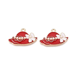 (123L) Белый крем непрозрачный блеск Стойки обшивки сплава эмали подвески, с ABS имитации жемчуга, без кадмия, без никеля и без свинца, золотой свет, шапка с подвеской в виде банта, огнеупорный кирпич, 16.5x26x3.5 мм, отверстие : 1.8 мм