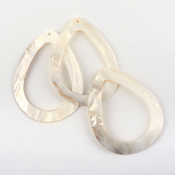 Other Sea Shell Sea Shell Big Pendants, teardrop, 72~75.5x55~57.5x2.5~3mm, Hole: 2mm