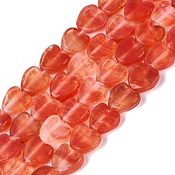 Tomato Transparent Glass Beads Strands, Heart, Tomato, 5~6x6x2mm, Hole: 0.5~0.6mm, about 68~74pcs/strand, 14.57~16.14 inch(37~41cm)