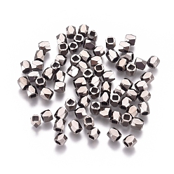 Черный Цвет Металла Spacer бисер латунные, граненые, колонка, металлический черный , 3x3 мм, отверстие : 1.5 мм