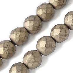 (252) Цвет внутри: морской / фиолетовый на подкладке Гальванические нити из синтетических немагнитных гематитовых бусин, круглые, граненые, античная бронза покрытие, 7~7.5 мм, отверстие : 1 мм, около 51 шт / нитка, 15.35'' (39 см)