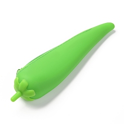 Green Silicone Imitation Vegetable  Shape Pen Bag, Stationery Storage Boxes for Pens, Pencils, Chili, Green, 22x4.8x4.2cm
