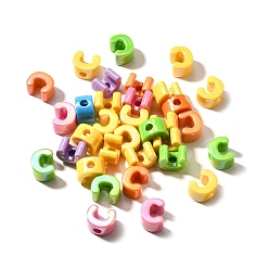 Letter C УФ-покрытие непрозрачные акриловые европейские бусины, бусины с большим отверстием, радужный, буквы, буква С, 18.5~22.5x12~20x13~14 мм, отверстие : 6 мм