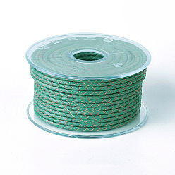 чирок Оплетенный шнур из натуральной кожи, кожаный шнур ювелирных изделий, ювелирные изделия DIY делает материал, зелено-синие, 3 мм, около 21.87 ярдов (20 м) / рулон