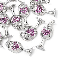 Платинированный Латунные микро проложить кубического циркония подвески, без кадмия, без никеля и без свинца, бокал прелести, Реальная платина, 16x7x3 мм, Перейти кольцо: 5x1 мм, внутренний диаметр: 3 мм