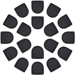 Black Leather Zipper Puller Tail, Zip-fastener Components, For Bag Accessories, Half Round, Black, 32x30.5~31x2mm, 10pairs/box