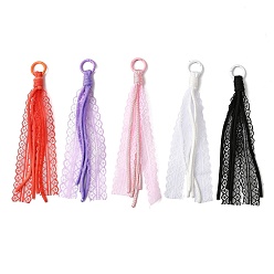 (52) Непрозрачная лаванда 5 шт. 5 цвета полиэстеровый шнур кружево подвески украшения, с кольцами для ключей из сплава, разноцветные, 215~220 мм, 1 шт / цвет
