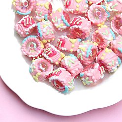 Pink Непрозрачные акриловые бусины, бусины ручной работы, Эмаль стиле, рондель, розовые, 18~23 мм