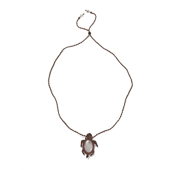 Quartz Crystal Natural Quartz Crystal Tortoise Pendant Necklace, Adjustable Braided Wax String Choker Necklace, 29.53 inch(75cm)