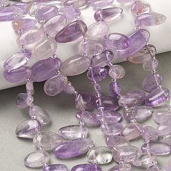 Аметист Природный аметист нитей бисера, слеза, Топ пробуренной, с бисером, 10~28x8~12x4~8 мм, отверстие : 0.9 мм, около 42~44 шт / нитка, 15.16''~15.55'' (38.5~39.5 см)