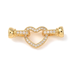 Настоящее золото 18K Латунное микропейв, прозрачный кубический цирконий, складные застежки, без кадмия и без свинца, стойки покрытие, долговечный, полые сердца, реальный 18 k позолоченный, 30 мм, Сердце: 12x14x3 mm