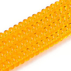 Золотистый Прозрачные стеклянные бусины, рондель, золотые, 6x3 мм, отверстие : 1 мм, около 118~121 шт / нитка, 14.96~15.31'' (38~38.9 см)