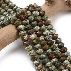 Яшма Риолит Природные риолитом яшмы бисер нитей, граненые, рондель, 8x5.5 мм, отверстие : 1.2 мм, около 69 шт / нитка, 15.16'' (38.5 см)