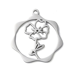 Нержавеющая Сталь Цвет Не тускнеющие 304 подвески из нержавеющей стали, цветок, цвет нержавеющей стали, 23.5x21.5x1 мм, отверстие : 1.5 мм