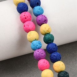 Color mezclado Hilos de cuentas de roca de lava sintética teñidas, rondo, color mezclado, 6 mm, agujero: 1.2 mm, sobre 63 unidades / cadena, 14.76'' (37.5 cm)