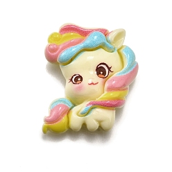 Светло-желтый Кабошоны из непрозрачной смолы «единорог», для изготовления ювелирных изделий, светло-желтый, 27x25x8 мм