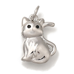 Платина Стойки обшивки латунные подвески, без кадмия и без свинца, долговечный, кошка прелести, с целью перехода в кольце, платина, 16x11x4 мм, отверстие : 3 мм