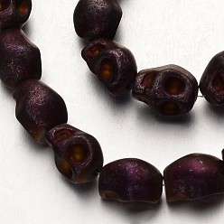 С Фиолетовым Покрытием Гальванизировать немагнитных синтетический гематит нитей бисера, матовые, череп, с фиолетовым покрытием, 10x8x8 мм, отверстие : 1 мм, около 40 шт / нитка, 15.7 дюйм