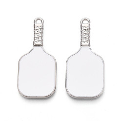 Белый Эмали сплава большие кулоны, талисманы для пиклбола, платина, белые, 52.5x23x4.5 мм, отверстие : 2.8 мм