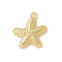 Настоящее золото 18K Латунные подвески, прелести морская звезда, прочное покрытие, без кадмия и без свинца, реальный 18 k позолоченный, 14.5x13.5x2.5 мм, отверстие : 1.2 мм