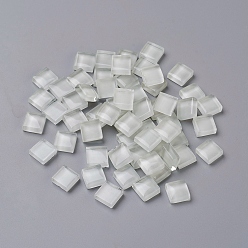 White Mosaic Glass Tiles, Stained Square Pieces, for Home Decoration or DIY Crafts, White, 9.5x9.5x4~4.5mm, about 300pcs/bag