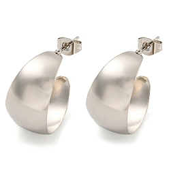 Нержавеющая Сталь Цвет Устойчивые к потускнению 202 серьги-гвоздики из нержавеющей стали, с 304 штифтов из нержавеющей стали, с-образный, цвет нержавеющей стали, 20x11 мм