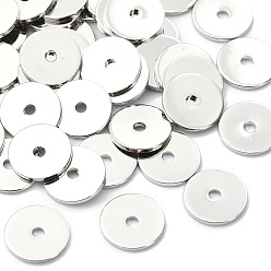 Real Platinum Plated SHEGRACE Brass Spacer Beads, Flat Round, Cadmium Free & Nickel Free & Lead Free, Real Platinum Plated, 6x6x0.5mm, Hole: 1mm
