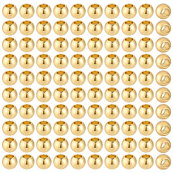 Plaqué 18K Or Véritable 100pcs 304 perles en acier inoxydable, rondelle, réel 18 k plaqué or, 4x3mm, Trou: 2mm