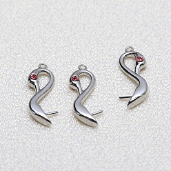 Platinum Brass Micro Pave Cerise Cubic Zirconia Head Pins, for Ghost Witch Baroque Pearl Making, Swan, Platinum, 28x9mm