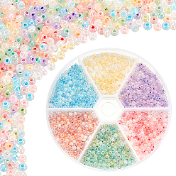 (52) Непрозрачная лаванда 1800шт 6 цвета стеклянные круглые бусины, Цейлон, круглые, разноцветные, 3x2~2.5 мм, отверстие : 0.8 мм, о 300шт / цвет