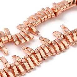 Rose Gold Plated Synthetic Non-Magnetic Hematite Beads Strands, Leaf, Top Drilled, Rose Gold Plated, 8x4x2.5mm, Hole: 0.9mm, about 184pcs/strand, 16.93''(43cm)
