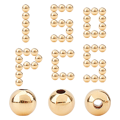 Настоящее золото 18K 150 латунные бусины шт., долговечный, круглые, реальный 18 k позолоченный, 5 мм, отверстие : 1.5 мм