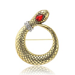 Сиамский Брошь из сплава со стразами для рюкзака, змея, Сиам, 60x52 мм