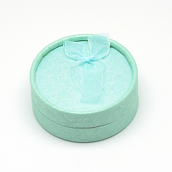 Бледно-бирюзовый Картонная шкатулка для ювелирных изделий, Для ожерелья и кольца, плоско-круглые, бледные бирюзовая, 8.5x3.5 см