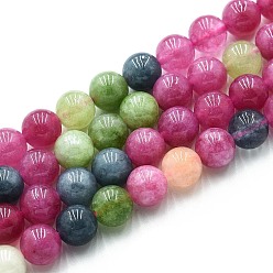 (52) Непрозрачная лаванда Природного кварца нитей бисера, окрашенные, круглые, имитация турмалина, разноцветные, 8~8.5 мм, отверстие : 0.9~1 мм, около 45~47 шт / нитка, 14.96~15.35 дюйм (38~39 см)