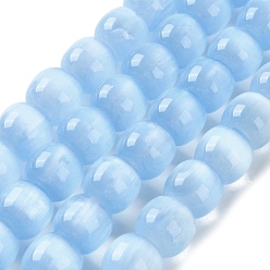 Светло-Голубой Нити из натурального селенита, окрашенные, бочкообразные бусины, Небесно-голубой, 8.5 мм, отверстие : 1.2 мм, около 48 шт / нитка, 15.35'' (39 см)