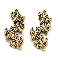 Античное Золото Сплавочные подвески тибетского стиля, очарование пчел, античное золото , 27x12x3 мм, отверстие : 1.6 мм