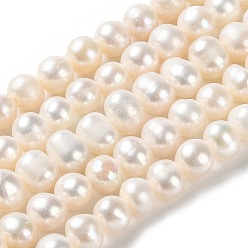PapayaWhip Natural Cultured Freshwater Pearl Beads Strands, Potato, Grade 2A, PapayaWhip, 5~6.5x5~5.5mm, Hole: 0.5mm, about 69pcs/strand, 13.78 inch(35cm)
