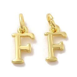 Letter F Латунные подвески, без кадмия, без никеля и без свинца, с целью перехода в кольце, Буква F, 10x6x1.5 мм, Кольцо: 5~6x0.8~1 mm, внутренний диаметр: 3~4 мм