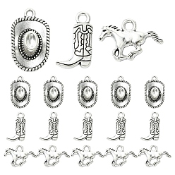 Античное Серебро 30 шт 3 стили подвески из сплава в тибетском стиле, западные ковбойские обереги, разнообразные, античное серебро, 14~22.5x11~21x2~6 мм, отверстие : 1.6~2.5 мм, 10 шт / стиль