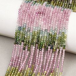 Турмалин Нити из натуральных разноцветных турмалиновых бусин с градиентным цветом, круглые, граненые, 2.5x2 мм, отверстие : 0.5 мм, около 155~157 шт / нитка, 12.40''~12.68'' (31.5~32.2 см)