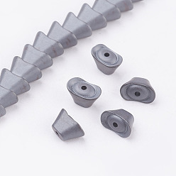 Non-magnetic Hematite Non-magnetic Synthetic Hematite Beads Strands, Frosted, Ingot, 4.5x8x4.5mm, Hole: 1mm, about 89pcs/strand, 15.9 inch(40.5cm)